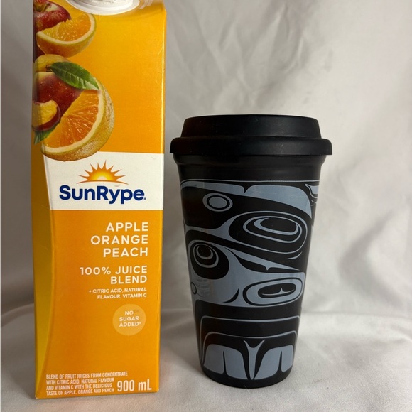 Ceramic Native Coffee/Tea cup with lid - Picture 4 of 4